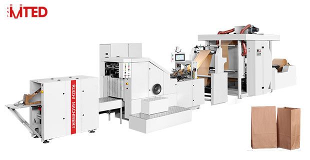 Máquina De Fabricación De Bolsas De Papel De Fondo Cuadrado Con Alimentación Por Rollo RZFD-190 Con Máquina De Impresión De 4 Colores